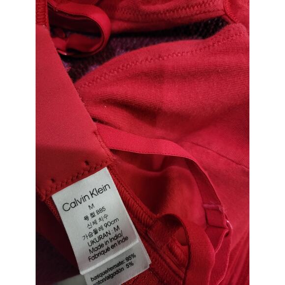Calvin Klein Bra M Womens Red Wireless Padded Adjustable Straps - Picture 5 of 5